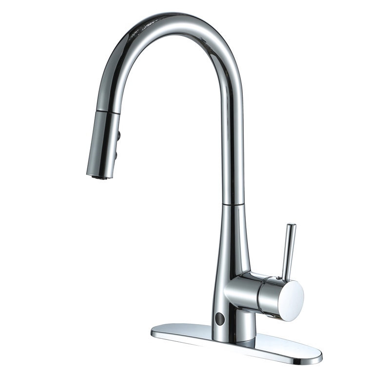 Robinet de cuisine à poignée simple tactile, Plaqué chrome