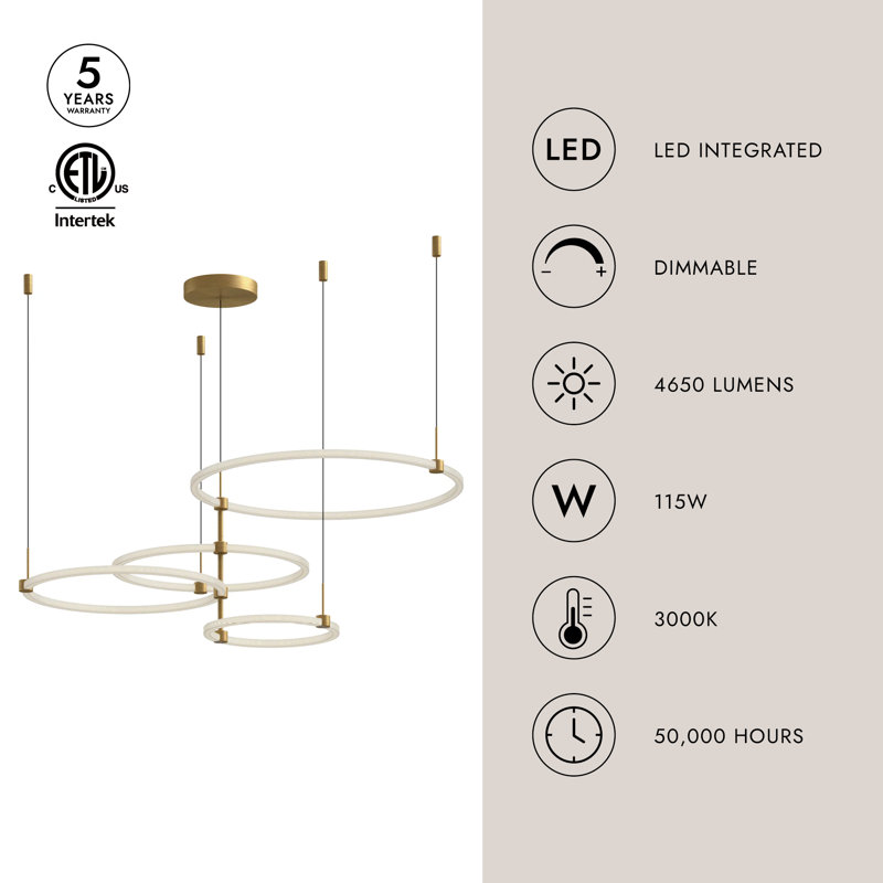 Bruni 4 - Light LED Chandelier, Brushed Gold