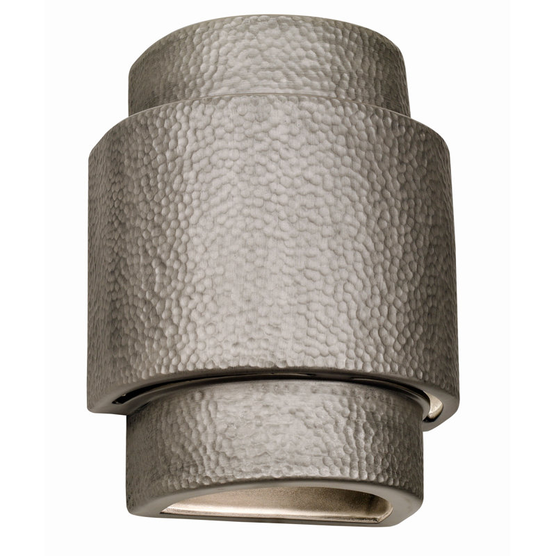 Cammi Flush Mount Ceramic Outdoor Wall Lights, LED Bulb Included, 13.5" H x 10" W x 6" D, Rubbed Pewter