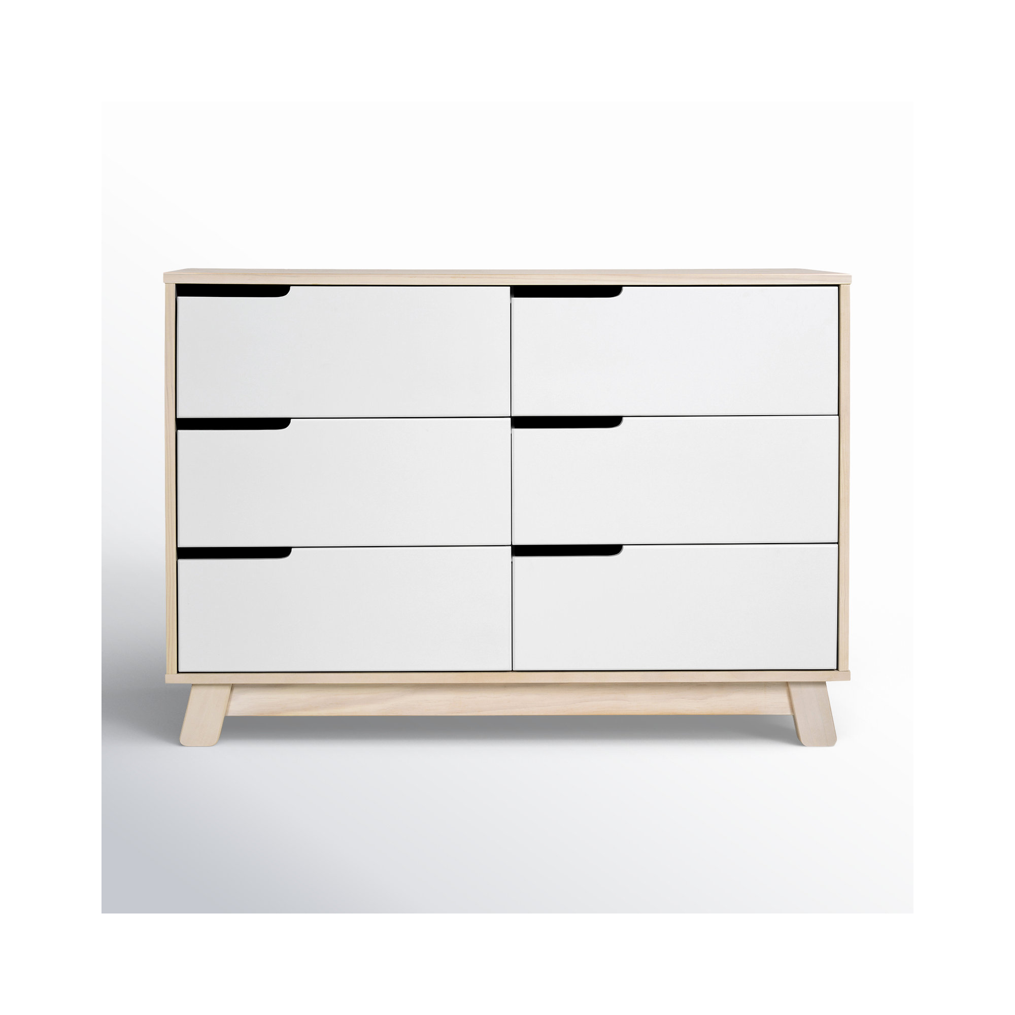 Hudson 6 Drawer 48" W Double Dresser, Washed Natural/White