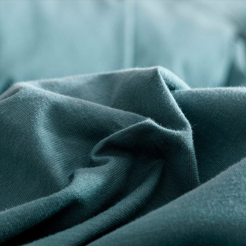 HOME BEDDING Jersey Cotton Duvet Cover Set, Twin Duvet Cover + 1 Standard Sham, Teal Green