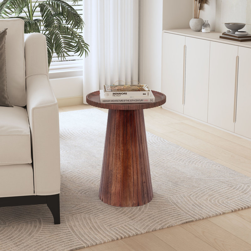 Table de bout ronde en bois de manguier Ernstfried