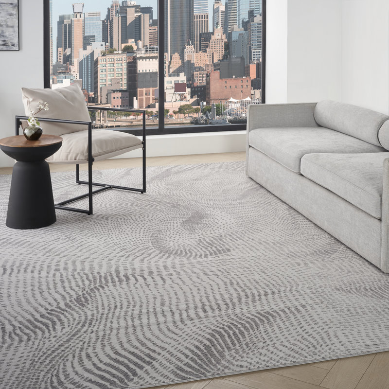 Alim Abstract Machine Made Area Rug, Rectangle 239 x 300 cm, Grey