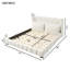Très grand lit plateforme tapissier avec 2 coussins, blanc