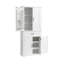 Armoire de rangement blanche avec portes et tiroir, plusieurs espaces de rangement avec tablette réglable, armoire de rangement autoportante haute avec dispositif anti-basculement-121765248