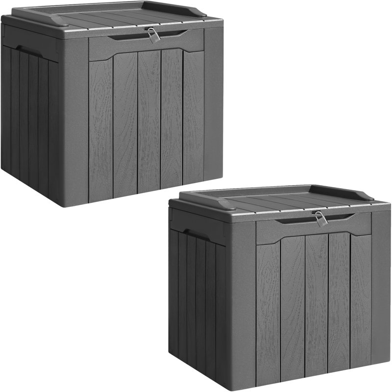 Boîte de rangement verrouillable en résine résistante à l'eau 30 gallons GUNJI, Gris, Ensemble de 2