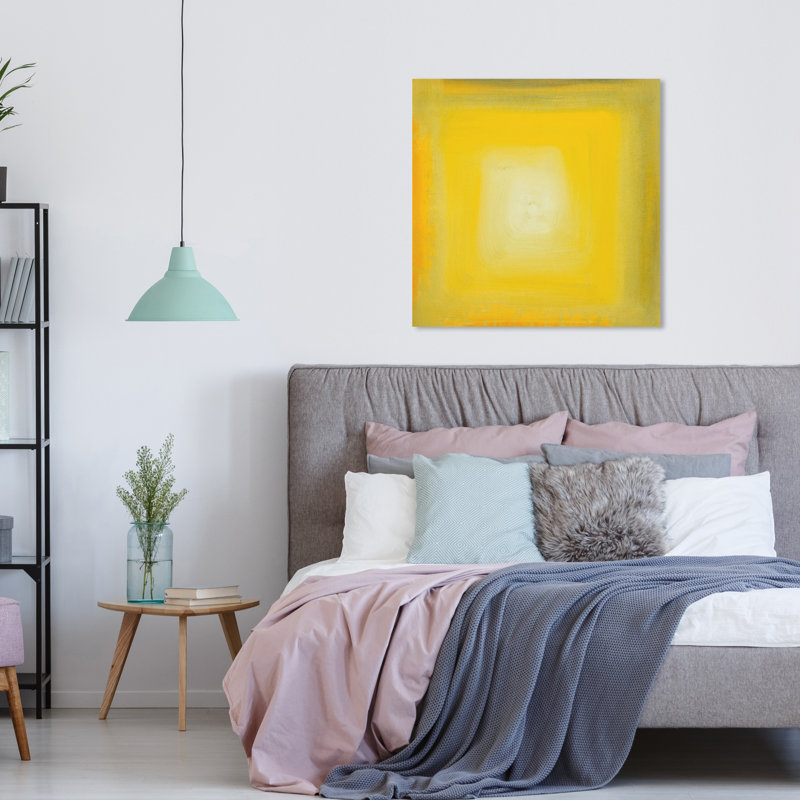 Jaune jaune cube - peinture sur toile, H 30 po x l 30 po
