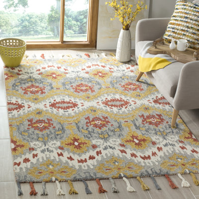 Niederanven Hand Hooked Wool Ikat Rug
