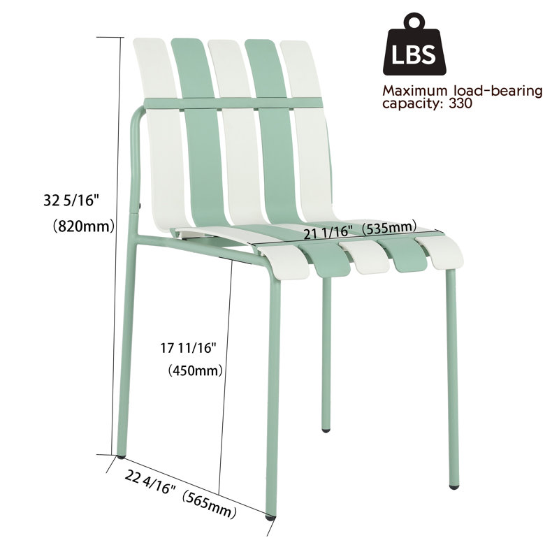 Chaises de salle à manger d'extérieur Alen, Blanc/vert