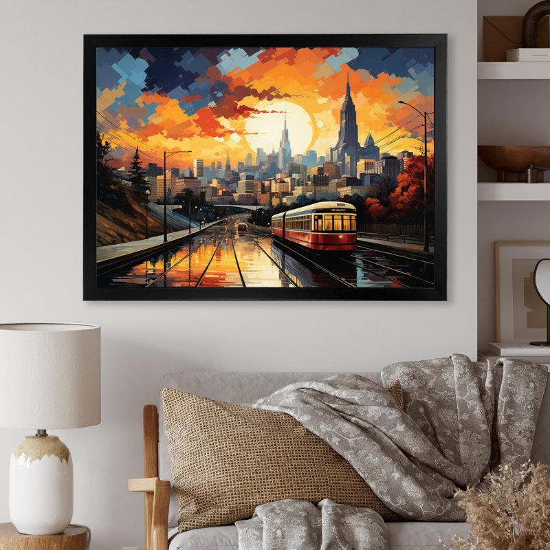 Atlanta Popart Landscape V, reproduction d'art sur toile, H 30 po x l 40 po x P 1,5 po, Cadre photo noir