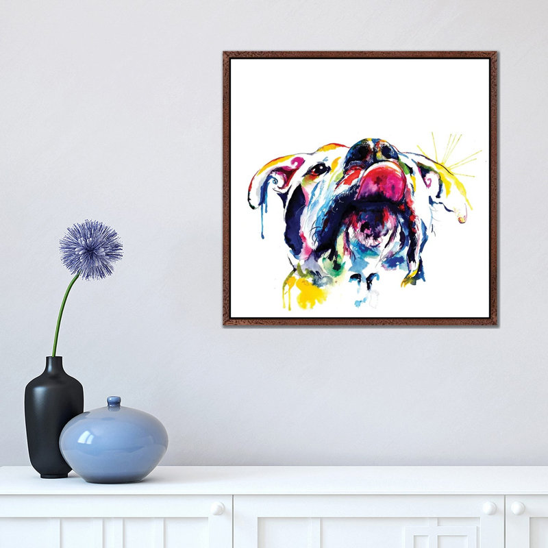 Smile by Weekday Best - Painting on Canvas, 45.72 cm H x 45.72 cm W, Classic Brown Wood Framed