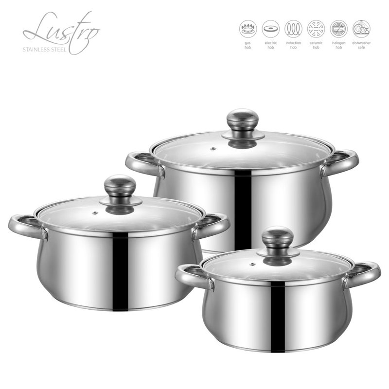 SQ Professional Lustro 3 - Piece Stainless Steel (18/8) Cookware Set 