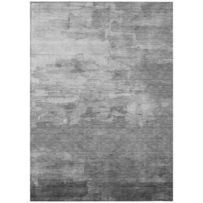 Elarune Gray Washable Indoor-Outdoor Rug - LOOMLAN