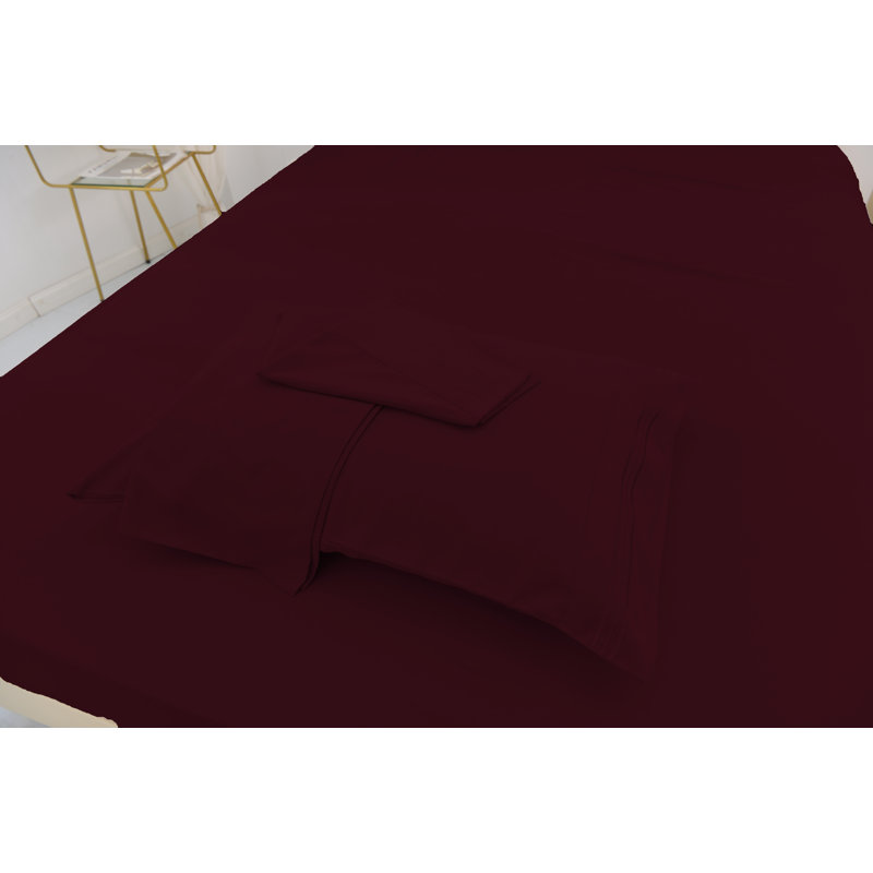 Ensemble de literie en rayonne de bambou, Aubergine, Ensemble de draps pour lit simple TG + un drap-hou