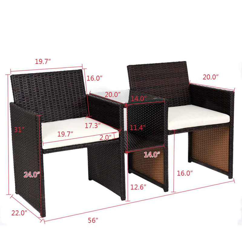 Marcelino 2 - Person Patio Conversation Set with Cushions