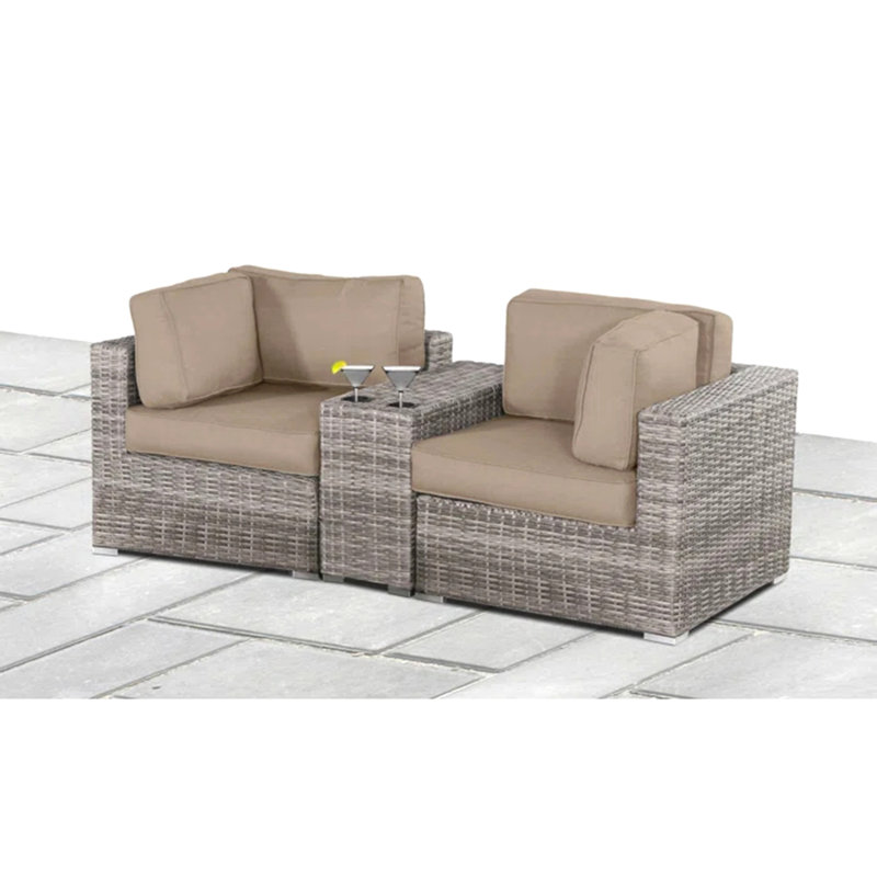 79'' Wide Outdoor Loveseat With HDPE Wicker Frame