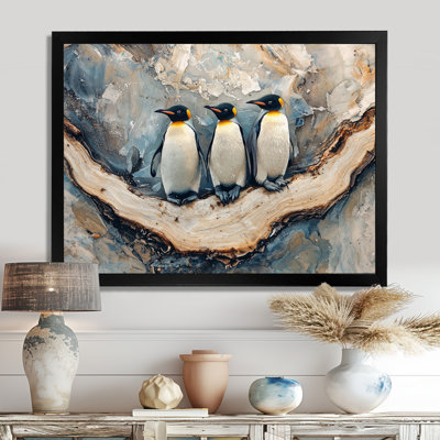 Genetta Penguin Family On The Slide I - Penguin Wall Art