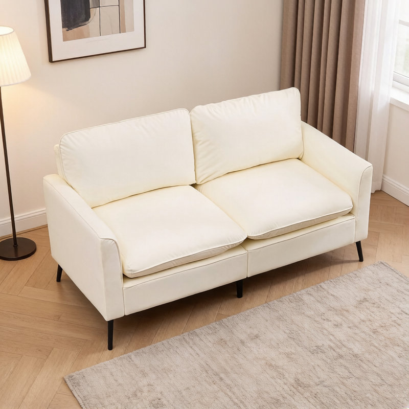 Causeuse en cuir TS Cat, Blanc, crème