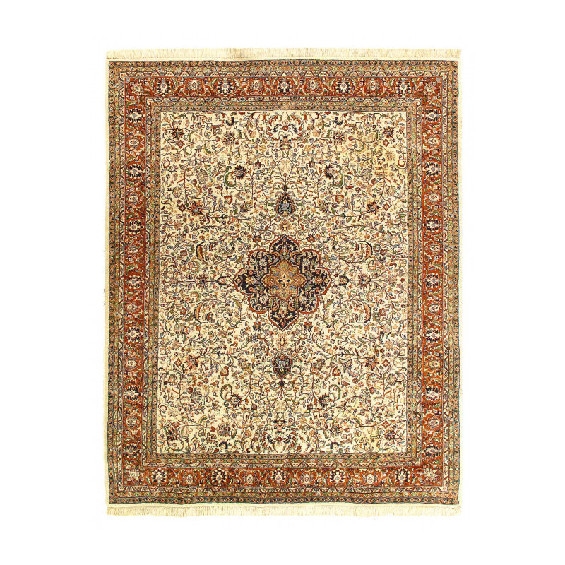 Tapis unique en laine 7 pi 5 po x 9 pi 5 po beige, rouille et doré Dipasquale