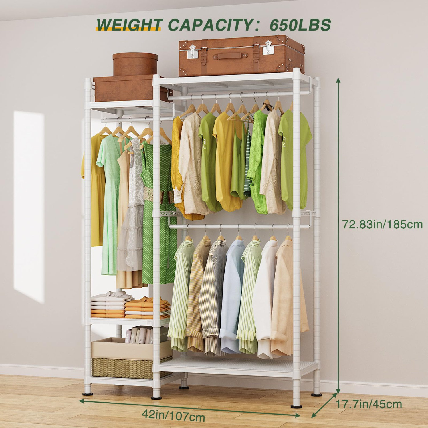 Rebrilliant Garment Rack Heavy Duty Clothes Rack For Hanging Clothes ...