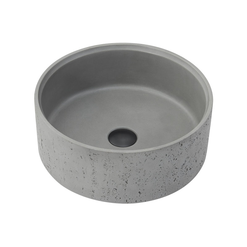 Almonte 15.4'' Circular Industrial Gray Stone Vessel Sink