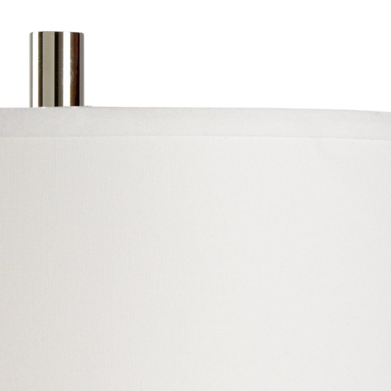 Bolle Black, Gray, and Cream Glazed Ceramic Table Lamp with White Linen Shade