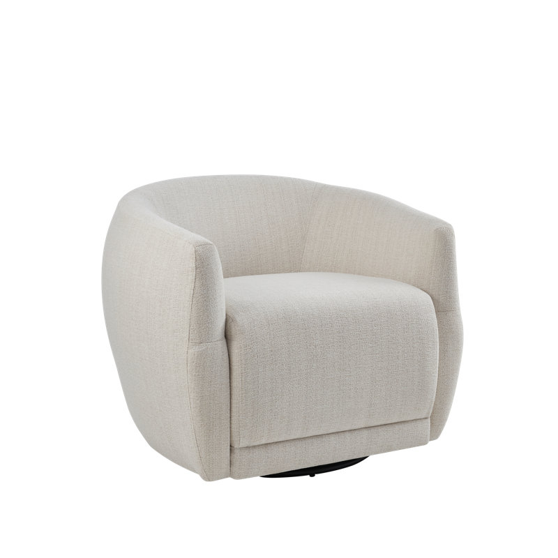 Chaise d'appoint, chaise pivotante à 360 degrés, Tissu blanc cassé