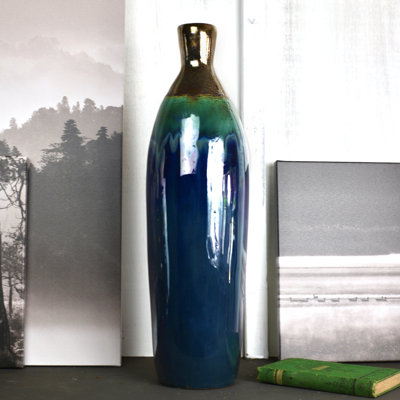 ClayBarn Patina Artisan Ceramic 20.5'' H Verde Skinny Bottle Vase