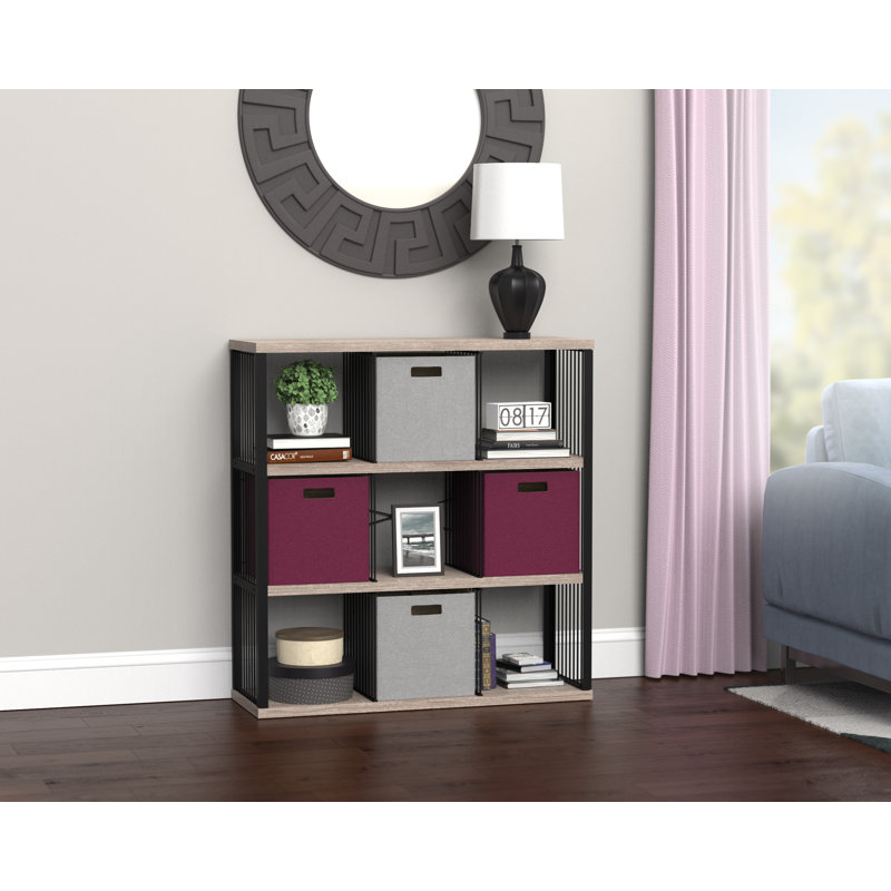 45.24'' H x 44.29'' W Steel Frame 9-Cube Bookcase, Weathered Gray