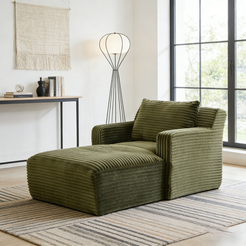 Chaises d'appoint modernes en velours côtelé, Vert