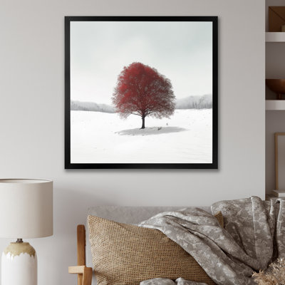 Red Tree In Snow III, reproduction d'art sur toile