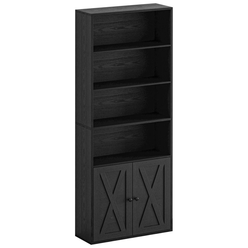 Bibliothèque standard H 70,9 po x l 23,6 po avec porte, bibliothèque moderne à 6 niveaux avec rangement, bibliothèque moderne au sol pour salon, bureau à domicile