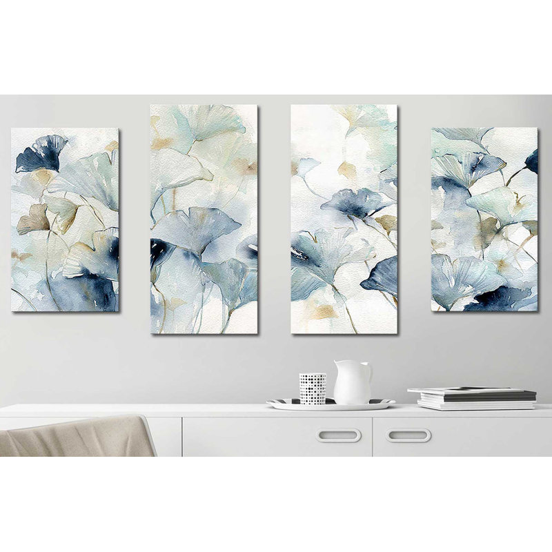 Glorious Ginkgo - Ensemble de 4 toiles tendues, H 38 po x l 72 po x P 1,5 po