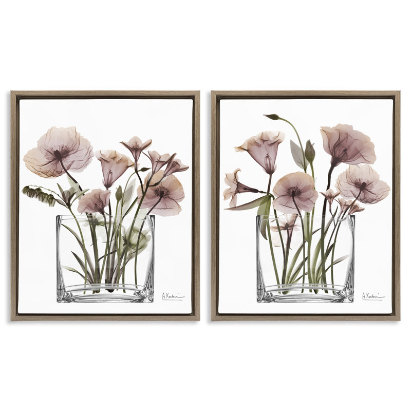 Ensemble de 2 cadres flottants Earthy Infatuation Bouquet, design par Albert Koetsier, H 31 po x l 25 po