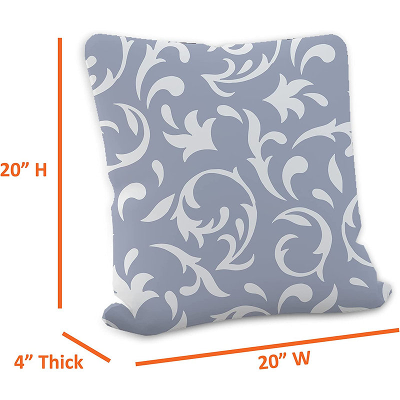 Indoor / Outdoor Damask Grey Square Throw Pillow Cover, 50.8cm x 50.8cm