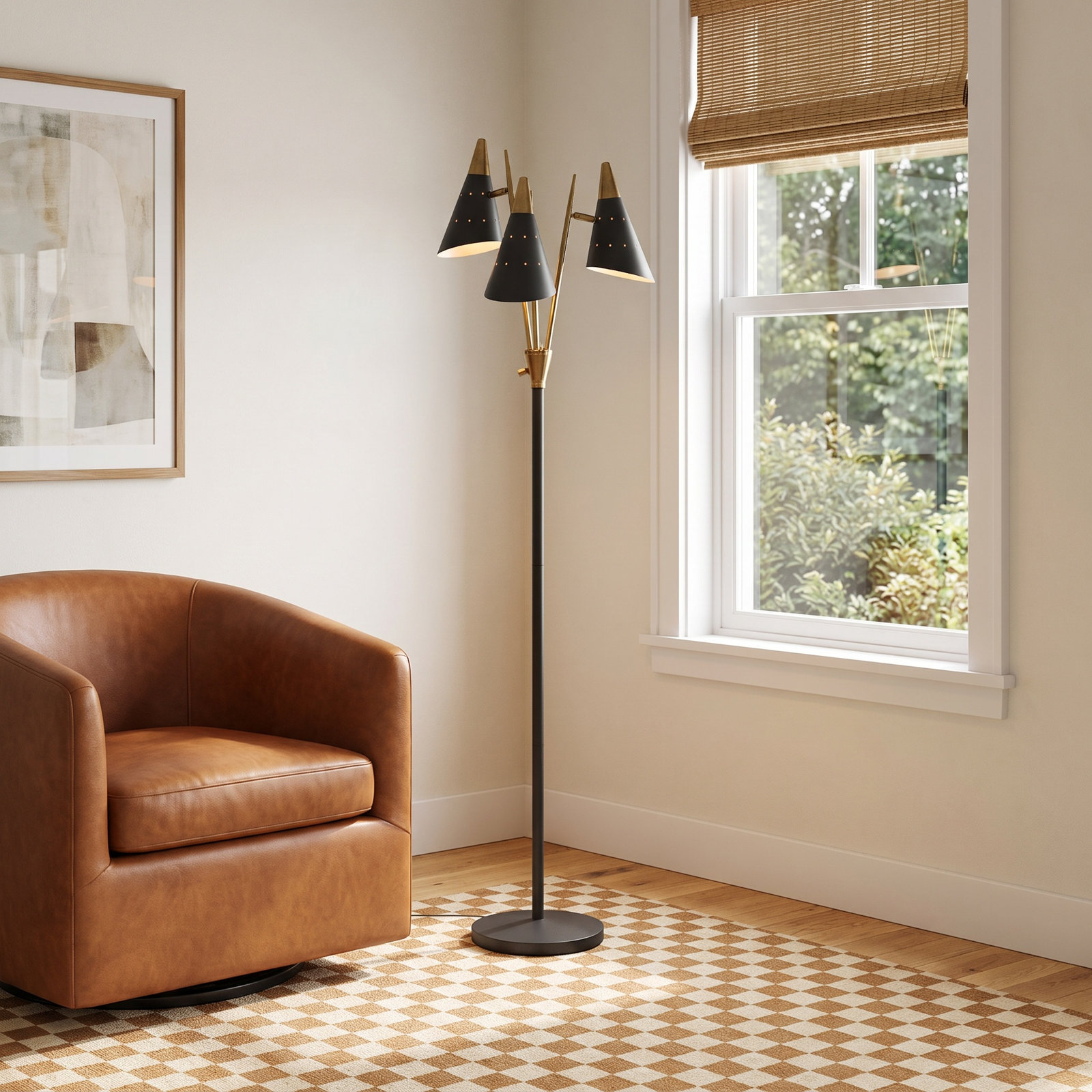 Boise 66'' Floor Lamp, Black/Antique Brass