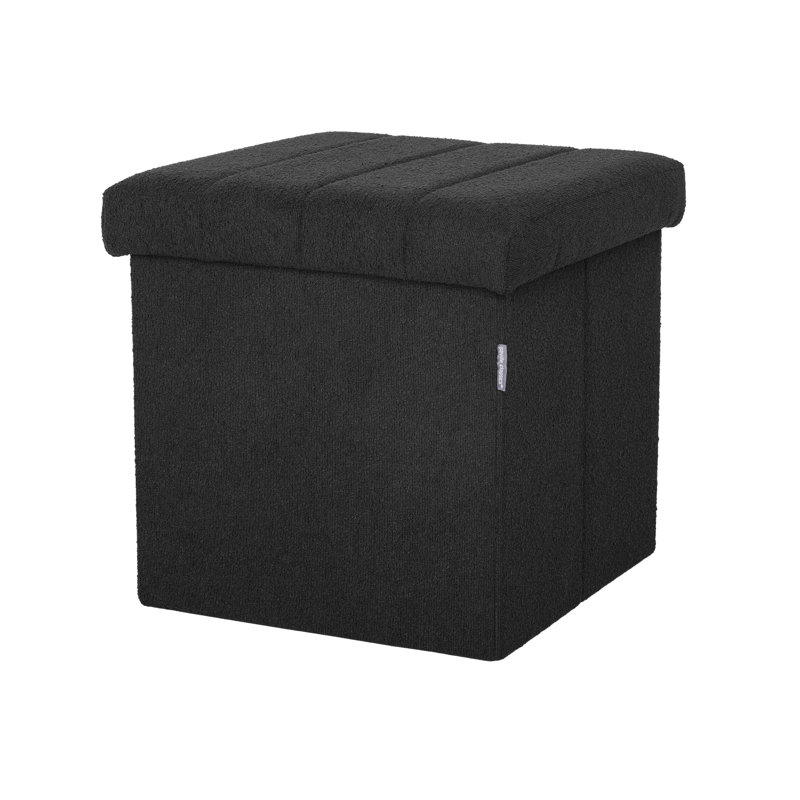 Repose-pieds rembourré avec rangement 15,7 po, Bouclé noir