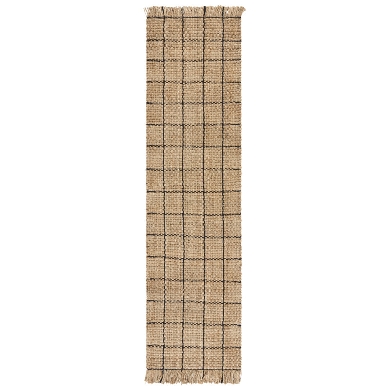Geometric Hand Woven Jute Area Rug, Runner 2'3" x 8'
