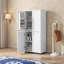 Armoire de rangement haute et large autoportante avec 4 portes, tablettes réglables, dispositif anti-basculement, blanc - L 31,3 po x l 15,6 po x H 62,3 po