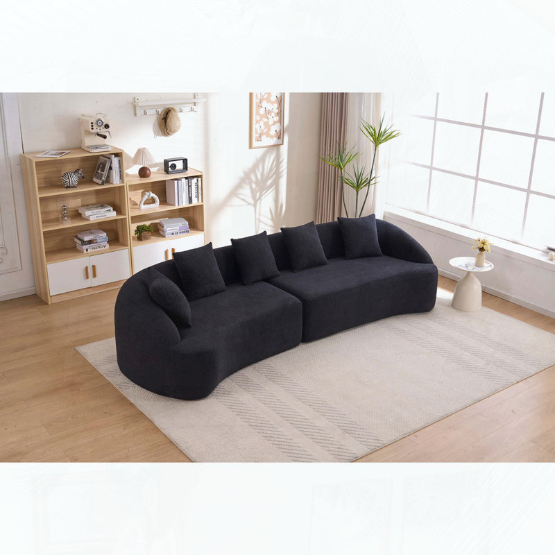 110" Curved Modular Sectional Sofa, Black