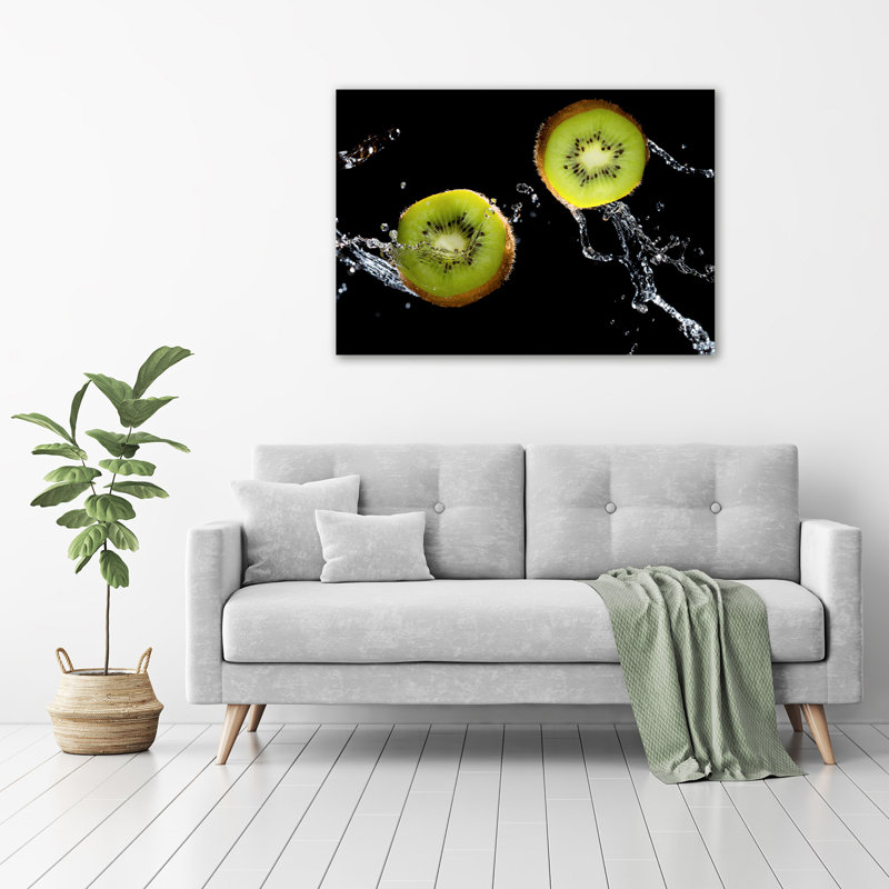 Kiwi And Water - No Frame Print on Glass