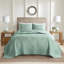Reversible Microfiber Bedding Set, Green Medallion Pattern For Bedroom