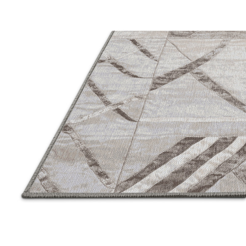 Machine Washable Gray Area Rug, Round 3'