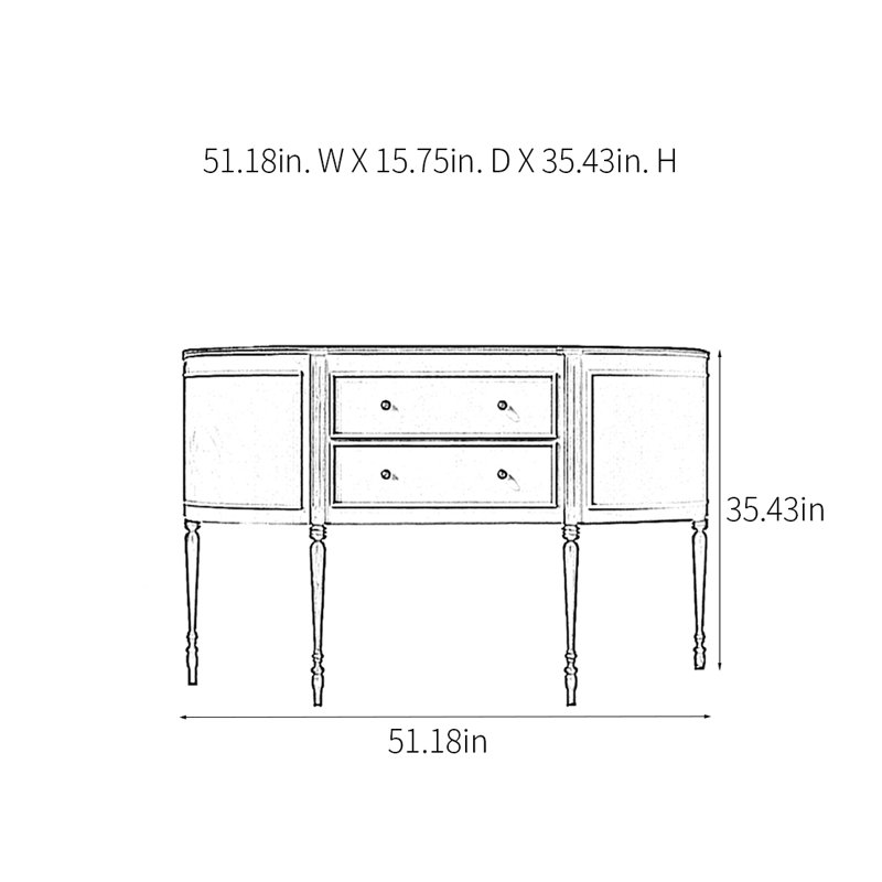 Console Retro, H 35,43 po x l 51,18 po x P 15,75 po
