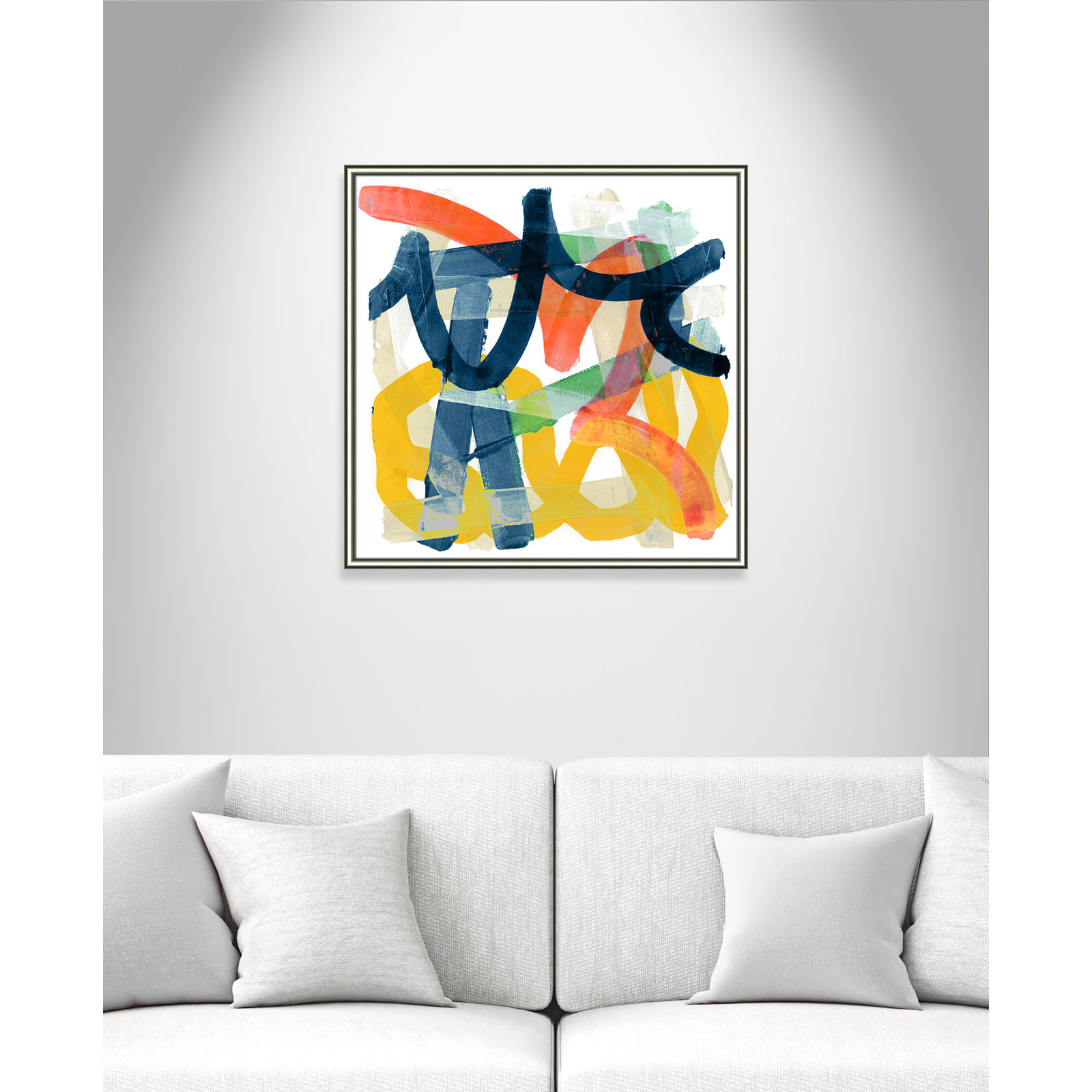 Lorelai "Shuffling" Painting by Cartissi, Silver Framed, 28.75" H x 28.75" W x 0.88" D