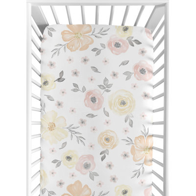 Drap-housse pour lit de bébé floral en aquarelle