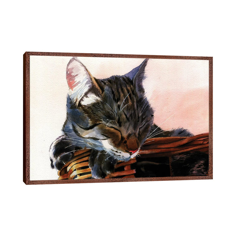 Basket Case by Rachel Parker - Painting on Canvas, Classic Brown Wood Framed, 101.6 cm H x 66.04 cm W