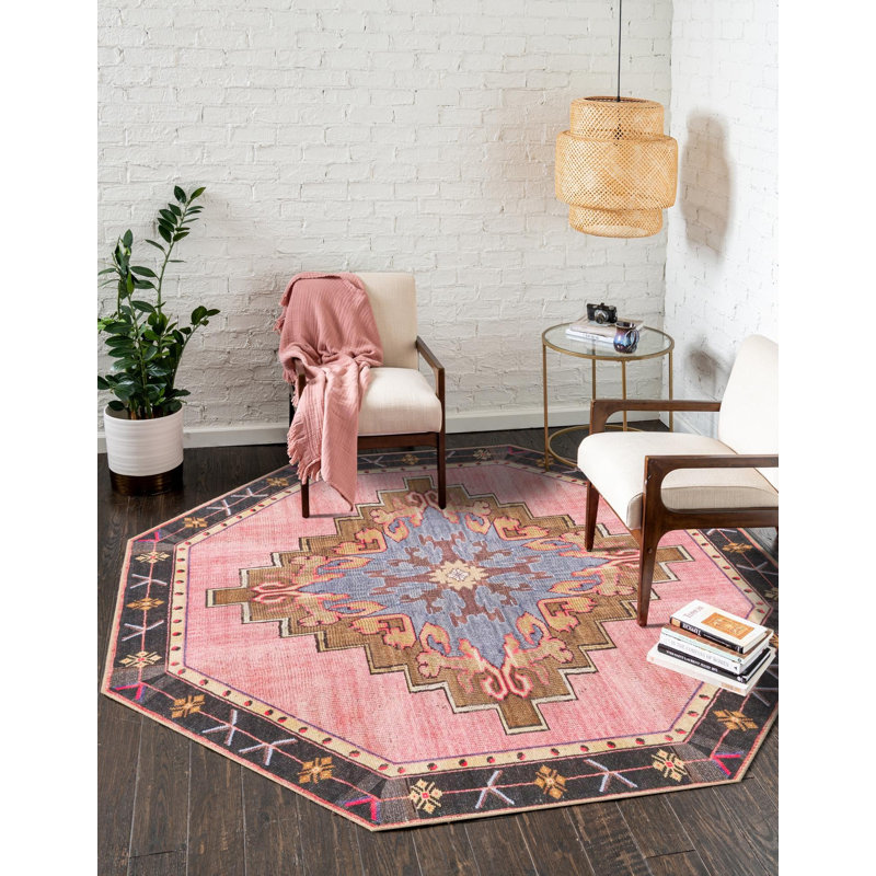 Glessite Chenille Geometric Indoor Rug, Octagon 5'0"