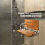 Banc de douche mural en teck de 20 po, siège de douche pliable peu encombrant avec structure en nickel brossé