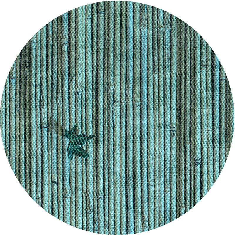 Tapis bleu tissé à la machine, Rond 6 pi